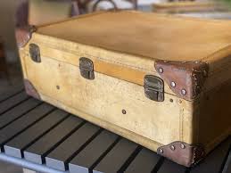 Art Deco Parchment Leather Suitcase with Rivets for sale at Pamono