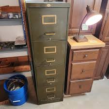 Vintage Art Metal 4 Drawer Vertical File Cabinet Army Green ...