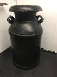 Vintage metal milk pale 2 handles cap black hand painted art Dairy Antique eagle | eBay