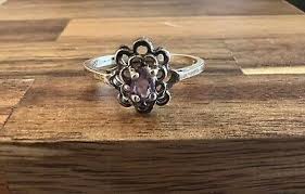 STERLING SILVER .25 CARAT AMETHYST SOLITAIRE RING SIZE 8 ...