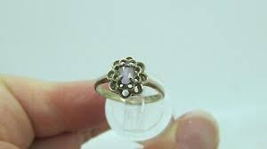 CL Sterling Silver .925 TINY oval cut AMETHYST FLOWER DESIGN ...