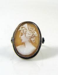 Vintage Shell Cameo Sterling Silver Ring