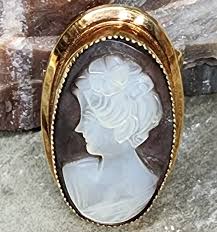 Vintage Atamore Vermeil Carved Shell Cameo Oval Gold Filled Estate Brooch Pin - Before Times Shop