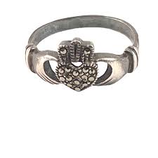 Vintage Irish Claddagh Ring With Marcasite Stones Sterling ...