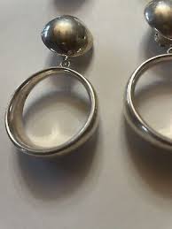 VINTAGE SILVER CLIP-ON DANGLE EARRINGS RUNWAY 70s. Ref E-23 ...