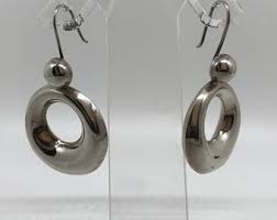 Vintage Hanging Hook Hoop Earrings Sterling Silver Thick ...