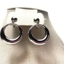 Jewelry | Vintage Signed Coro Earrings Chunky Silver Hoops ...