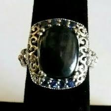 Signed Karis Silver Tone Blue Sapphire Rhinestones Ring Size ...