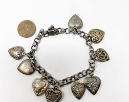 706 Vintage Heart Sterling Silver Charm Bracelet With 9 Charms - Etsy