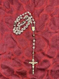 Vintage Rosary Necklace Clear Beads Complete 22" long ...