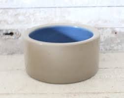 Vintage Tan Kitchen Crock W/blue Interior - Bretby-like ...