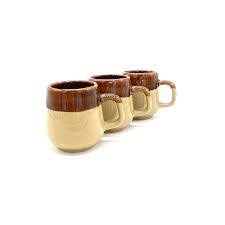 Vintage - Stoneware Set of 3 - Brown and Tan Mugs - Made in ...