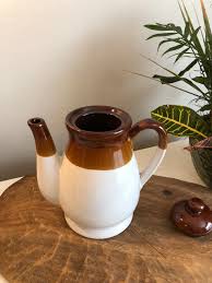 Stoneware Coffee or Teapot Pot With Brown Stripes 1970s, Mid ...