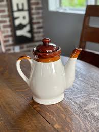 Vintage Ceramic Teapot, Brown and Cream Teapot, Vintage ...
