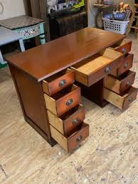 Vintage Mahogany 9 Drawer Desk. Probably 1940s. Restained And Polished for Sale in Maiden, NC - OfferUp