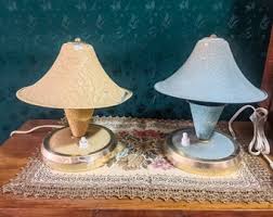 Set of Two Vintage Nightstand Lamps, 1960's Art Deco Table Lamps - Etsy