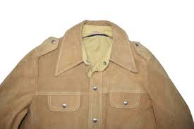 Vintage Suede Jacket Mens L Tan Sears Leather Shop Snap ...