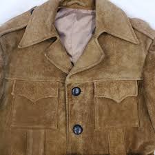 Vintage 70s Mens Heavy Suede Utility Coat Belted Trench ...
