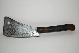 Vintage Strong Large Old Meat Cleaver Butcher Carbon Steel ...