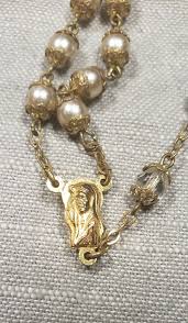 Vintage Rosary 2 Decade Chaplet Pearl Caged Beads Christian H67 | eBay