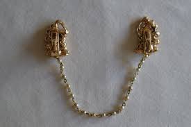 Vintage Gold Tone Faux Pearl Sweater Dress Scarf Chain Clip Aurora Borealis? | eBay