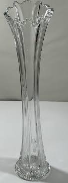 Vintage MCM Clear Swung Glass Vase 12 Finger 17" Hi Side, 15.25" Low, VGC | eBay