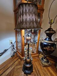 Vtg Chekered / Harlequin Commedia dell arte lamp w/ dangle glass teardrop 35" | eBay