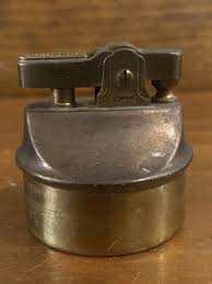 Table top lighter glazed pottery Japanese Round Brass ...