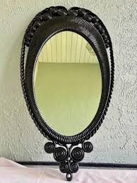Burwood Oval Wall Mirror 30” X 16” Black Coiled Twisted ...
