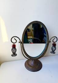 Vintage Tabletop Mirror. Beautiful Ornate Bronze Look Mirror ...