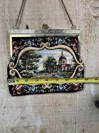 Rare Vintage Embroidered Needlepoint Tapestry Clutch Purse W/ Chain | Church Steeple Bell Tower | Purchase for Hope - Etsy