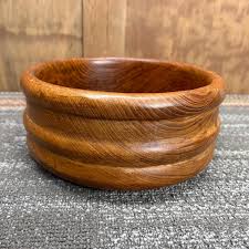 Vintage MCM Teak Wood Carved Salad Bowl - Large 9.5” Dark ...