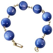 Gold Tone Vintage Round Lucite Moonstone Bead Bracelet 8 ...