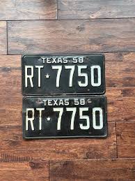 License Plates Texas 1958 Pair, Dmv Clear Texas 1958 Pair ...