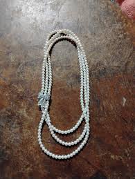 Stunning Vintage Art Deco Multi Strand Pearl Necklace With Rhinestone Bow READ | eBay