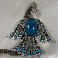 Large Peyote Bird Faux Turquoise Necklace Native American ...