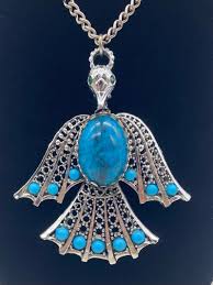 Large Statement Thunderbird Pendant Necklace Southwestern ...