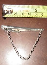 Vintage White Metal Bar w/ Chain Tie Clasp Clip HICKOK #14 ...