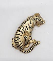 Vtg DOREEN RYAN TIGER Black Enamel Diamanté Crystal ...