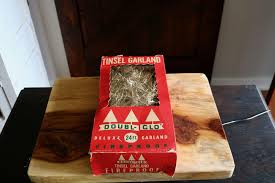 Gold Tinsel Garland, Vintage Christmas Tree Decor, 24' Wired ...