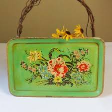 Small Hand Painted Serving Tray, Green Alcohol Proof Tip Tray, Vintage Fiberglass Barware - Etsy