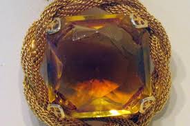 Vintage Topaz Brooch Pin with Braided Gold Rope | eBay