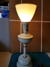 White & Gold Hand Painted Toleware Metal & Brass Torchier w/ Shade Table Lamp | eBay