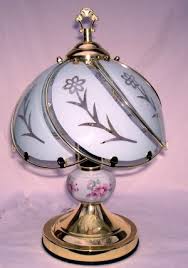 Small Touch Lamp with round, white glass #606-WG