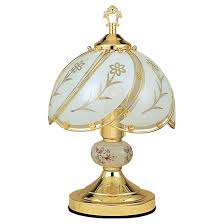 HomeRoots 14.25-in Gold 3-way Table Lamp with Glass Shade 4000468620 at Lowes.com