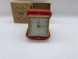Vintage Bradley Travel Alarm Red Genuine Leather Luminous No ...