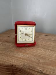 Vintage Cliff West Germany Travel Alarm Clock: Red Leather ...