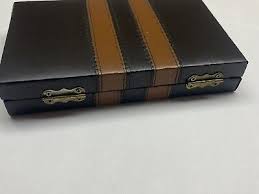 Vintage Dominos Set in Mini Faux Leather Briefcase Attaché Black/ Brown 28 PCs | eBay