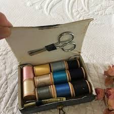 Vintage Sewing Kit in Black Decorative Vinyl Box. SEWING ...