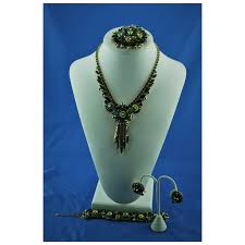 Juliana D & E Green Watermelon Margarita Rhinestone Parure. For Sale at Ruby Lane